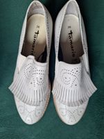Tamaris Loafers Fransen Leder Weiss Gr. 36.