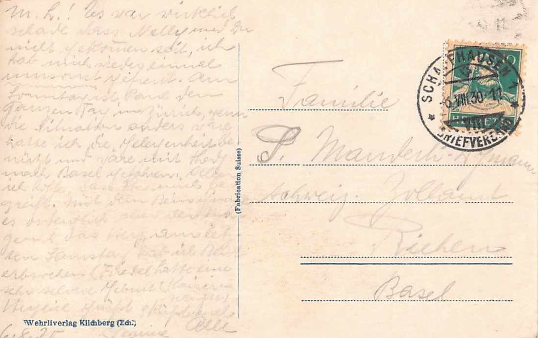 Cartoline postali: 3x GRUSS aus SCHAFFHAUSEN - 1934 – Usato da Winterthur venduto da SchatzchischtliWinti 1