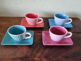 Vintage Set  4 Espressotassen mit Unterteller