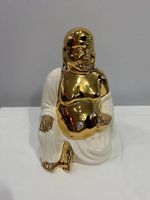 Gold-Weiss Buddha Figur von Ahura, Made in Italy