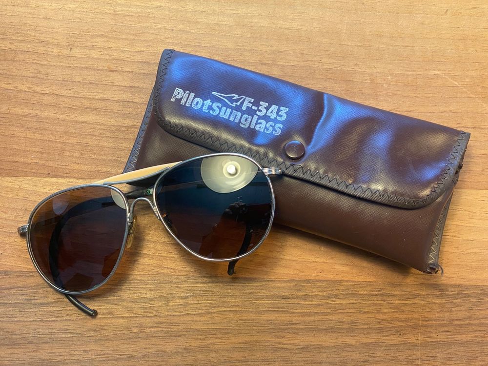 Vintage Pilotenbrille Metallrahmen - Retro Sonnenbrille Fensterglas Ohne Stärke