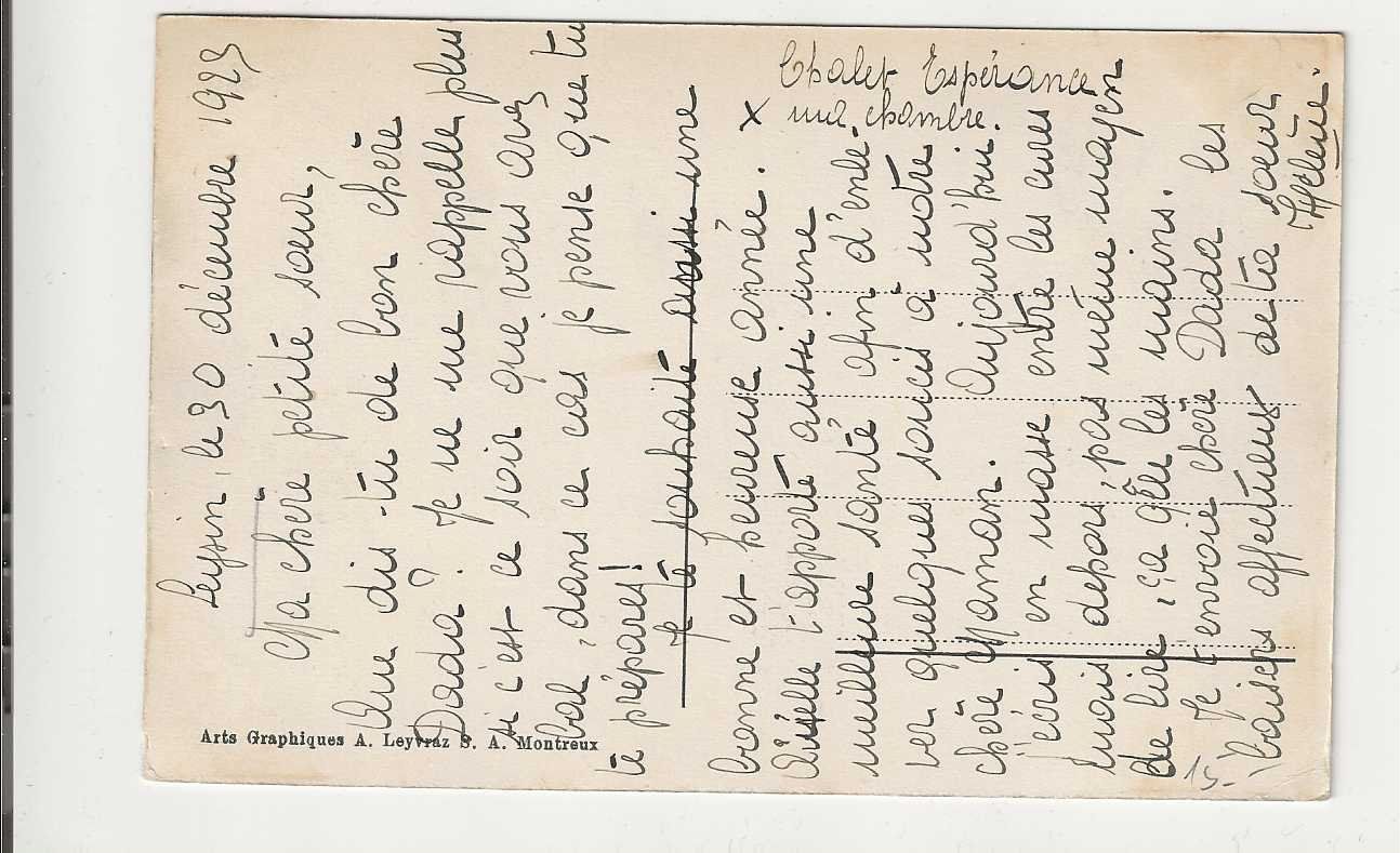 Cartoline postali: Leysin,  1923 – Usato da Spiez venduto da Niesen20 1