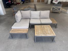Gartenlounge Alu/Holz 3-tlg Gartenmöbel