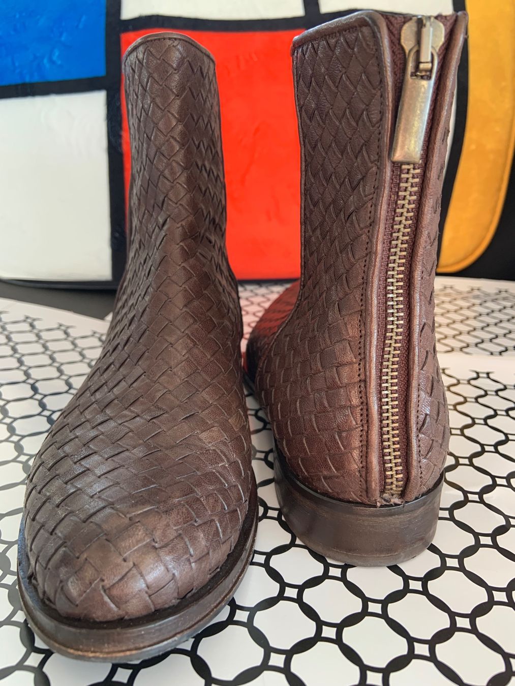 Damenschuhe: Geflochtene braune Stiefelette, Echtleder, Gr. 38.5 – Gebraucht aus Niederteufen von mix18 4