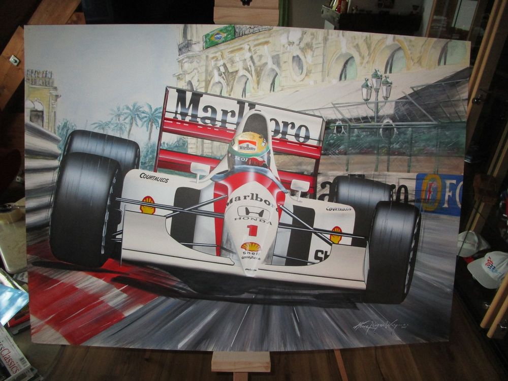 AYRTON SENNA FORMEL1 GP MONACO 1992 ORIGINAL KUNSTBILD | Kaufen auf Ricardo