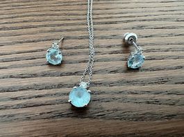Schmuckset 375 Gold  Kette mit Anhänger und Ohrstecker