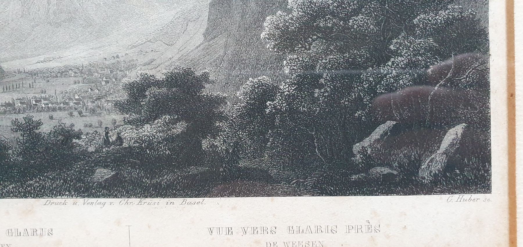 Stiche: Bild - Stahlstich,  Blick gegen Glarus, bei Weesen – Gebraucht aus Kreuzlingen von Rschweiz1 4