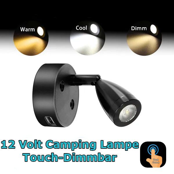 12V LED Touch Dimmbar Nachtlicht Leselampe Camping 3 Modi