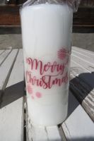 Weihnachtskerze weiss Merry Christmas