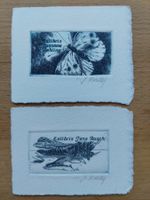 2 Exlibris Jens Rusch - Orig. Radierungen signiert
