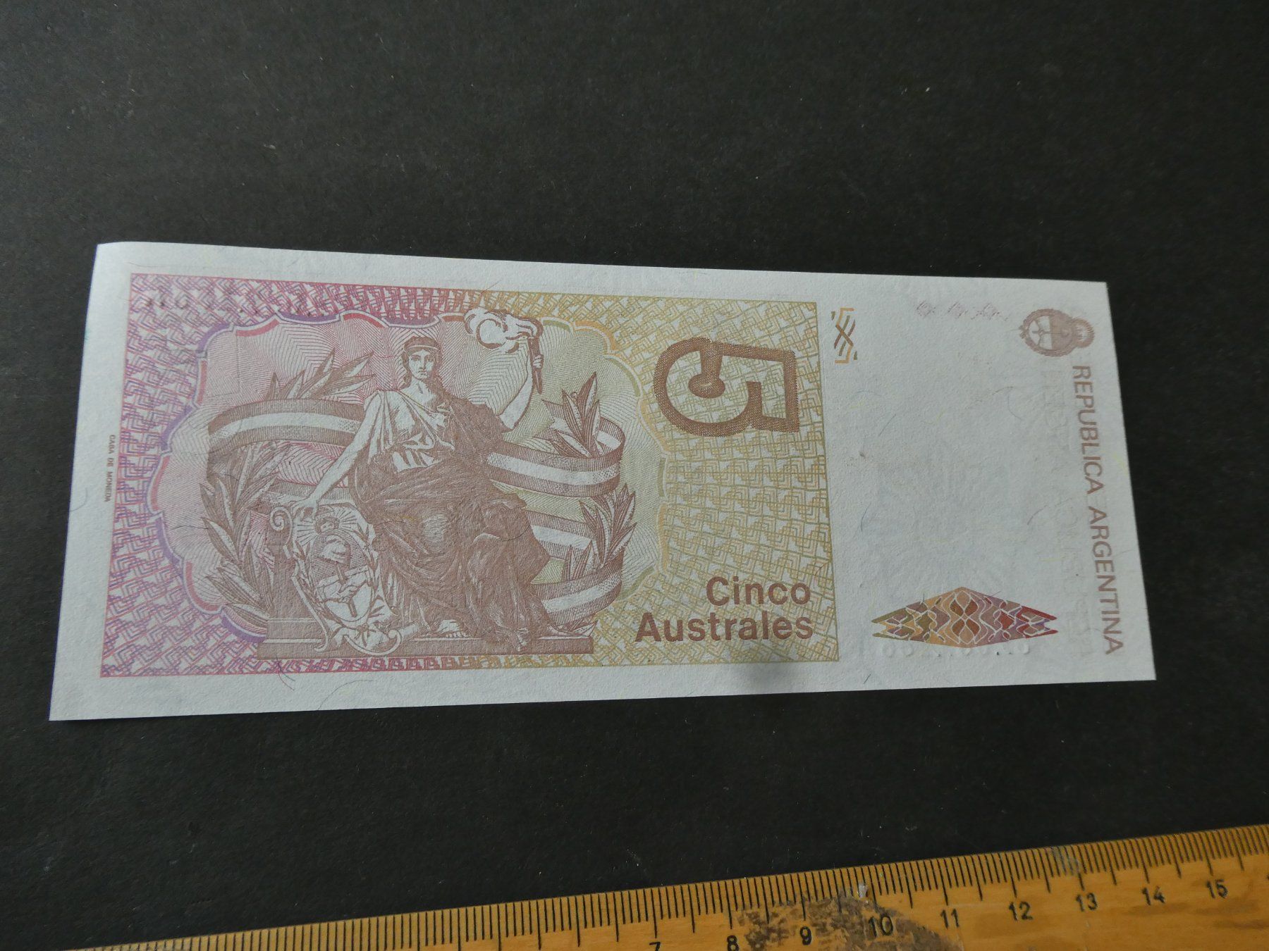 Banknoten: Argentinien, 5 Australes – Gebraucht aus Hinterforst von Rohusri 1