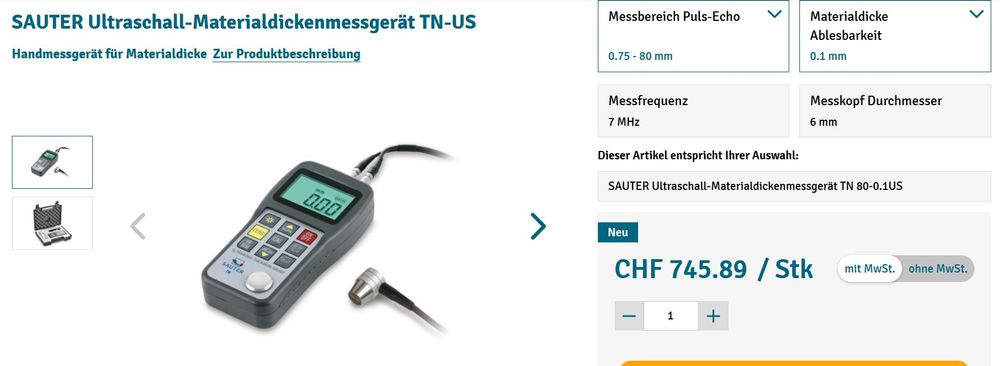 Sauter TN 230-0.01US Materialdicken-Messgerät 1.2 - 230 Mm