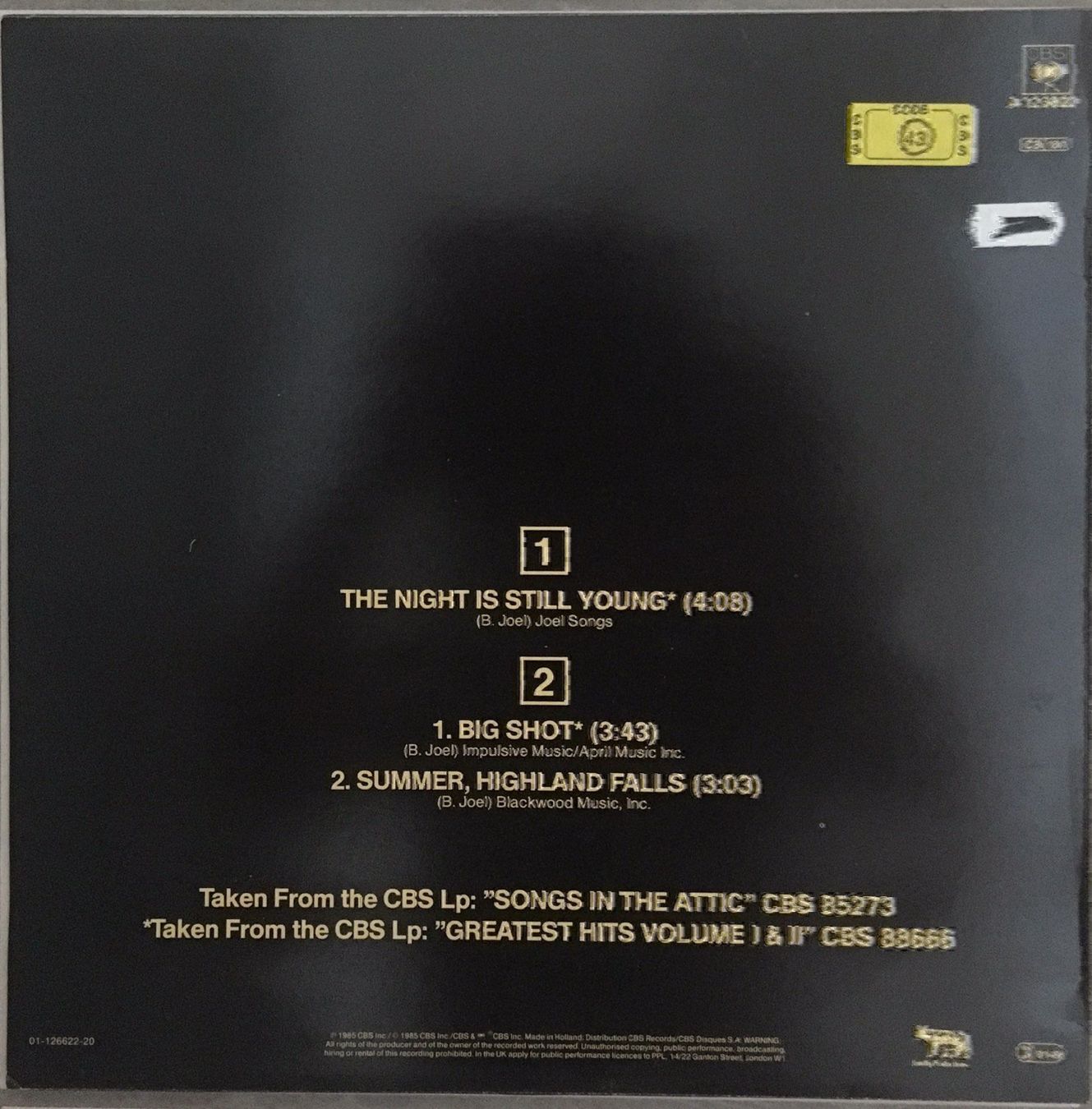 Schallplatten: BILLY JOËL - THE NIGHT IS STILL YOUNG - MAXI-SINGLE – Gebraucht aus Bussigny von vinyl-pas-cher 1