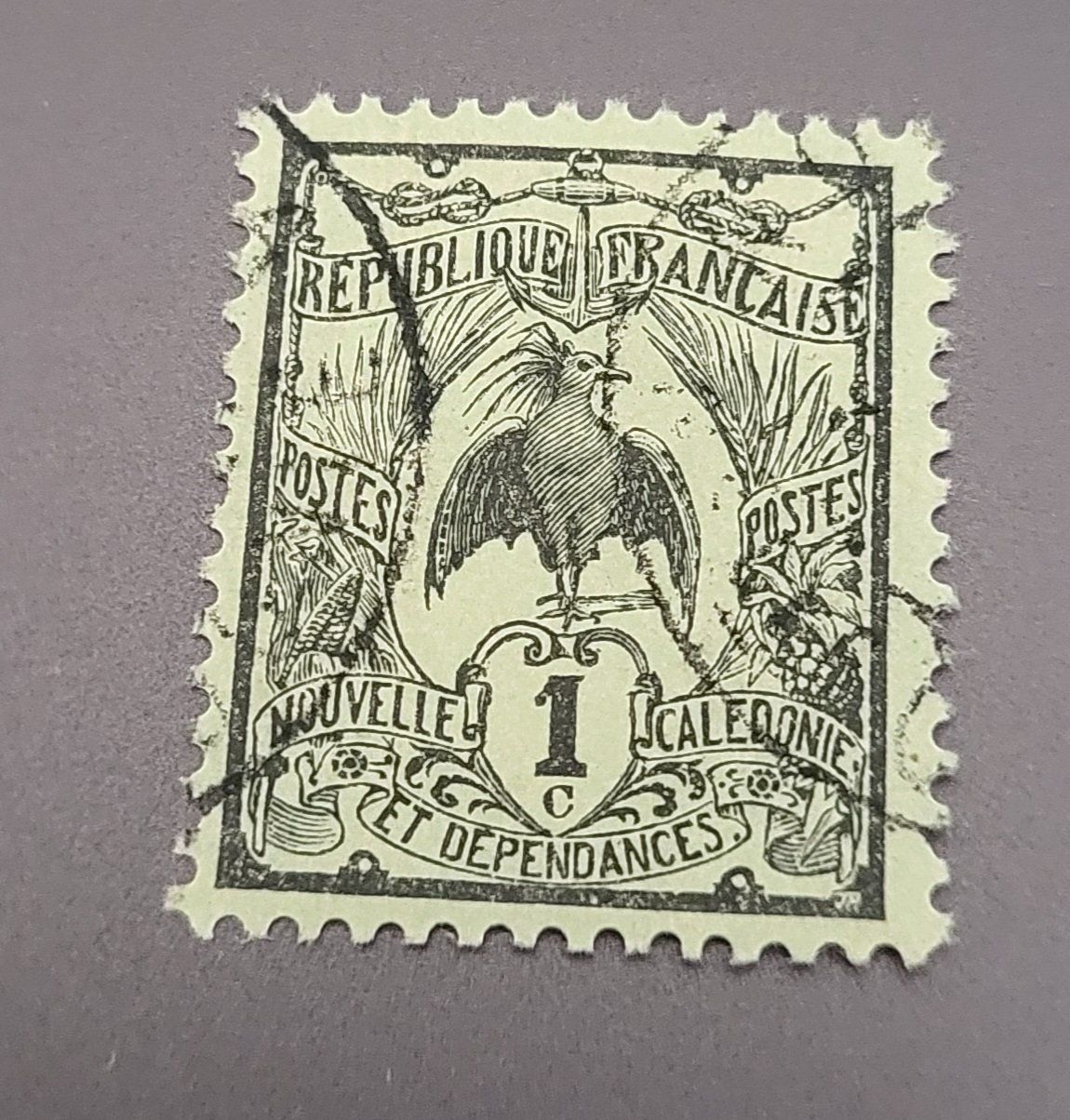 Tutti i francobolli: Neukaledonien 1905 Vogel alte briefmarke – Usato da St Gallen venduto da Stampsalshobby