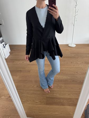 Designerjacke Schwarz S 100% Wolle Statement Piece