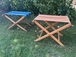 Vintage Campinghocker aus Holz (2er-Set)
