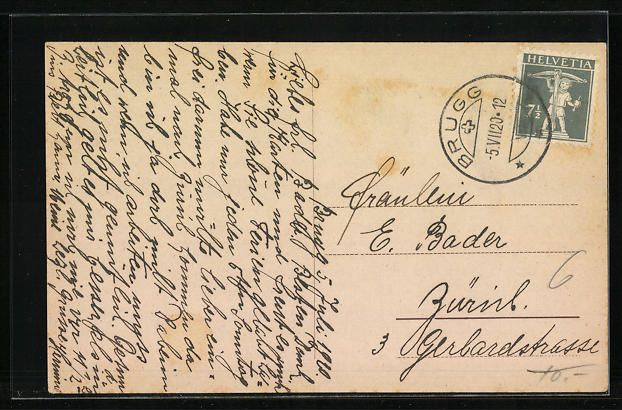 Cartoline postali: AK Brugg, Flusspartie mit Häusern, 1920 – Usato da Berlin venduto da bartko-reher 1