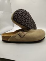 Birkenstock - Boston Veloursleder Narrow - Taupe Gr. 40