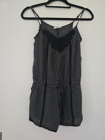 Pull and Bear Playsuit Gr S Schwarz Polka Dots Jumpsuit Spit