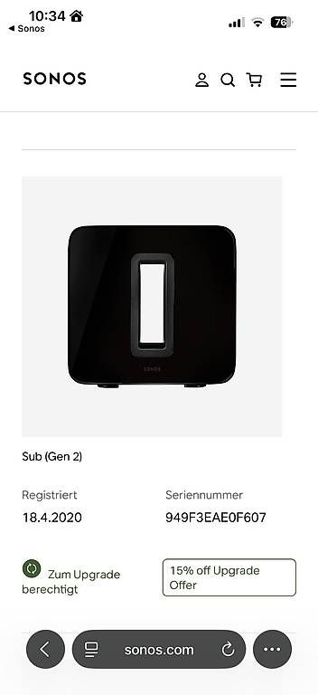 Casse acustiche: Sonos Sub Gen 2 – Usato da Schöftland venduto da Urs_Hunziker