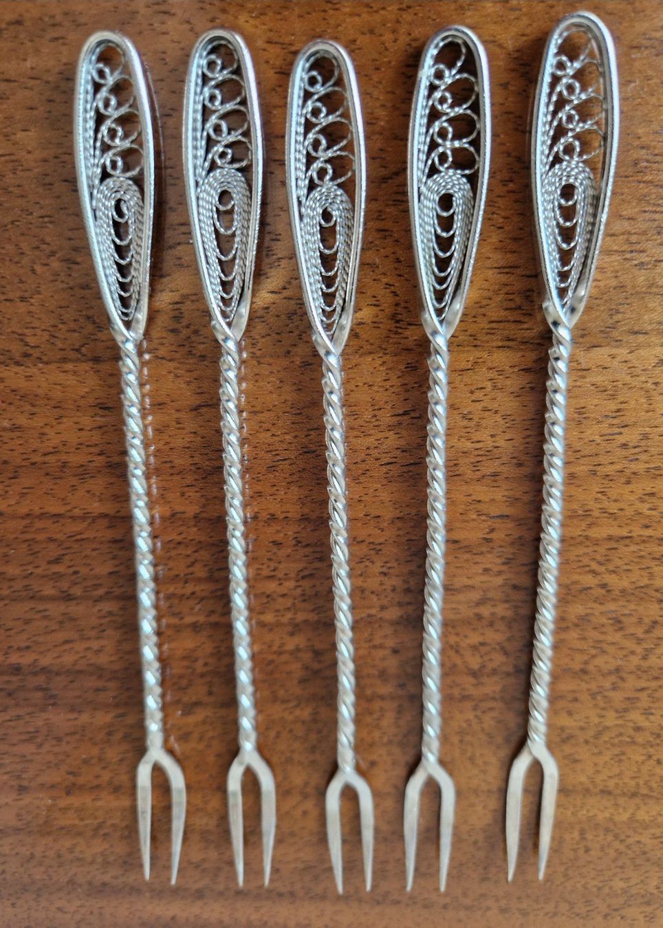 Forchette: 5er Set Vintage Cocktailgabeln – Usato da Bern venduto da Antikbatik 3