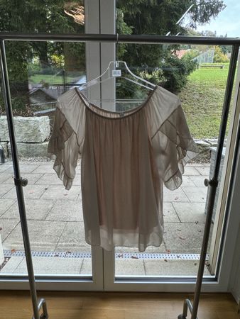 Luftige transparente Bluse Gr. L beige/nude elegant
