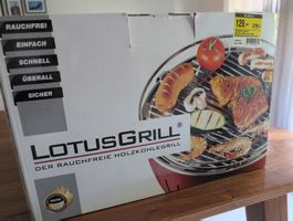 LotusGrill, Holzkohle-Tischgrill, rot, guter Zustand