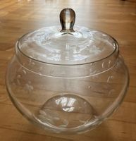 Vintage Bowle mit Deckel, Blumendekor, 5,5 Liter, 6 Gläser