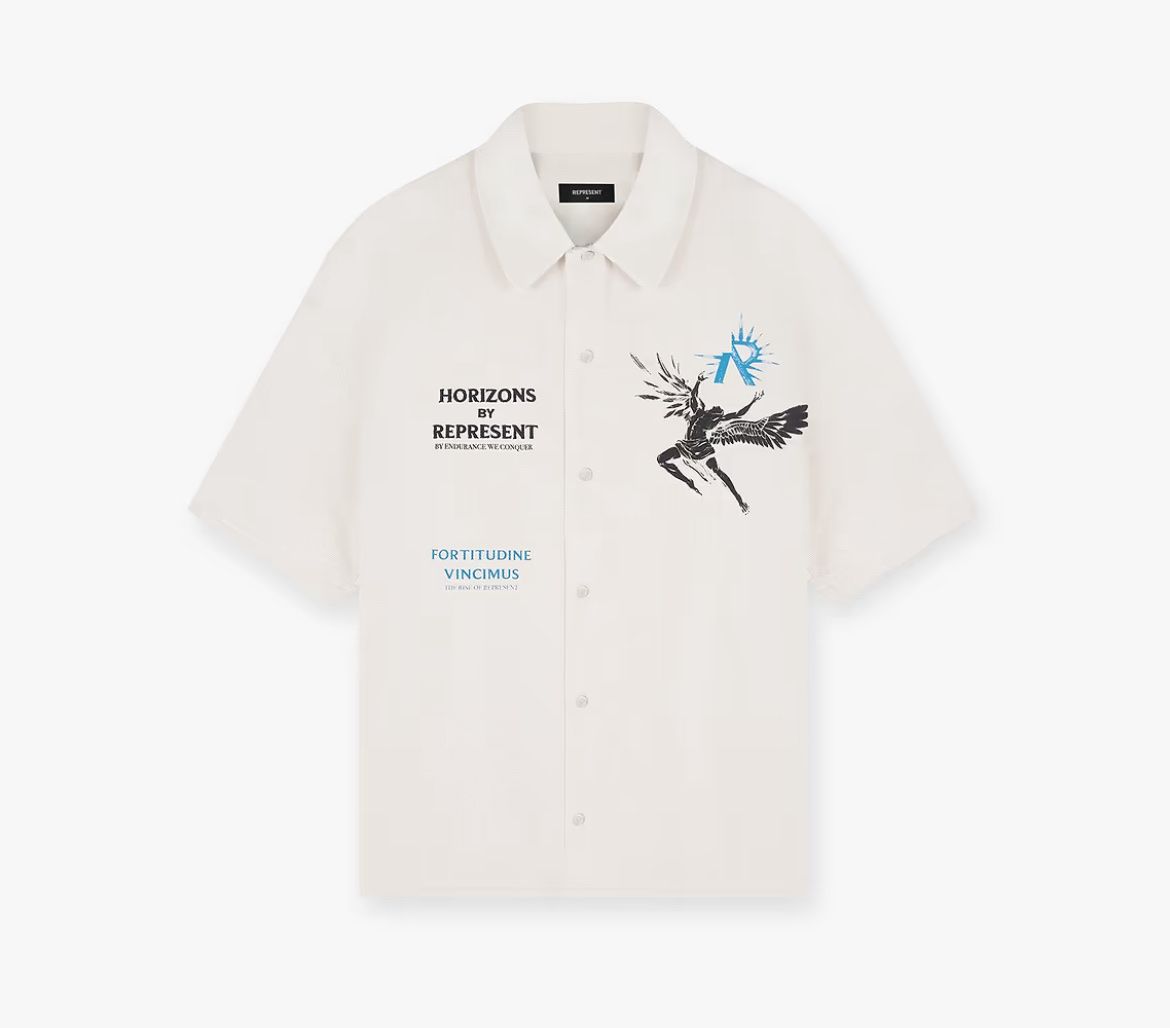 Camicie: Represent Hemd, Horizons Print, Cremeweiss, Neu! – Nuovo e nell'imballaggio originale da Fahrweid venduto da Etam_13