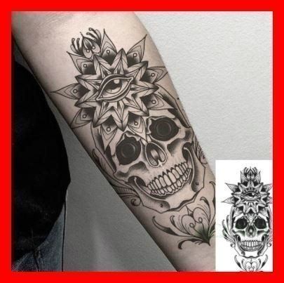 Temporär Fake Tattoo Totenkopf Schädel Skull Halloween Bone