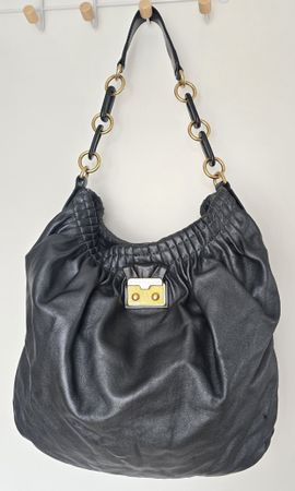 Marc JacobsSchultertasche Softleder anthrazit Glitzer