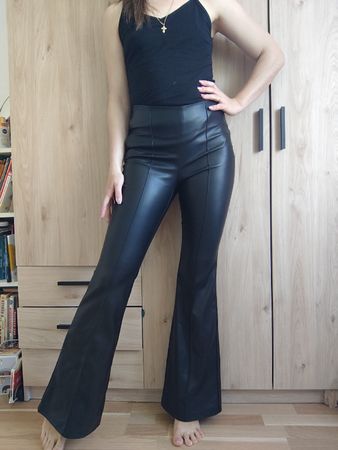 Flared Faux Leather Pants, Size XS, Fall/Winter Fashion