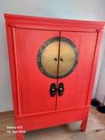 Chinesischer Hochzeitsschrank in Rot – Massivholz mit Messin
