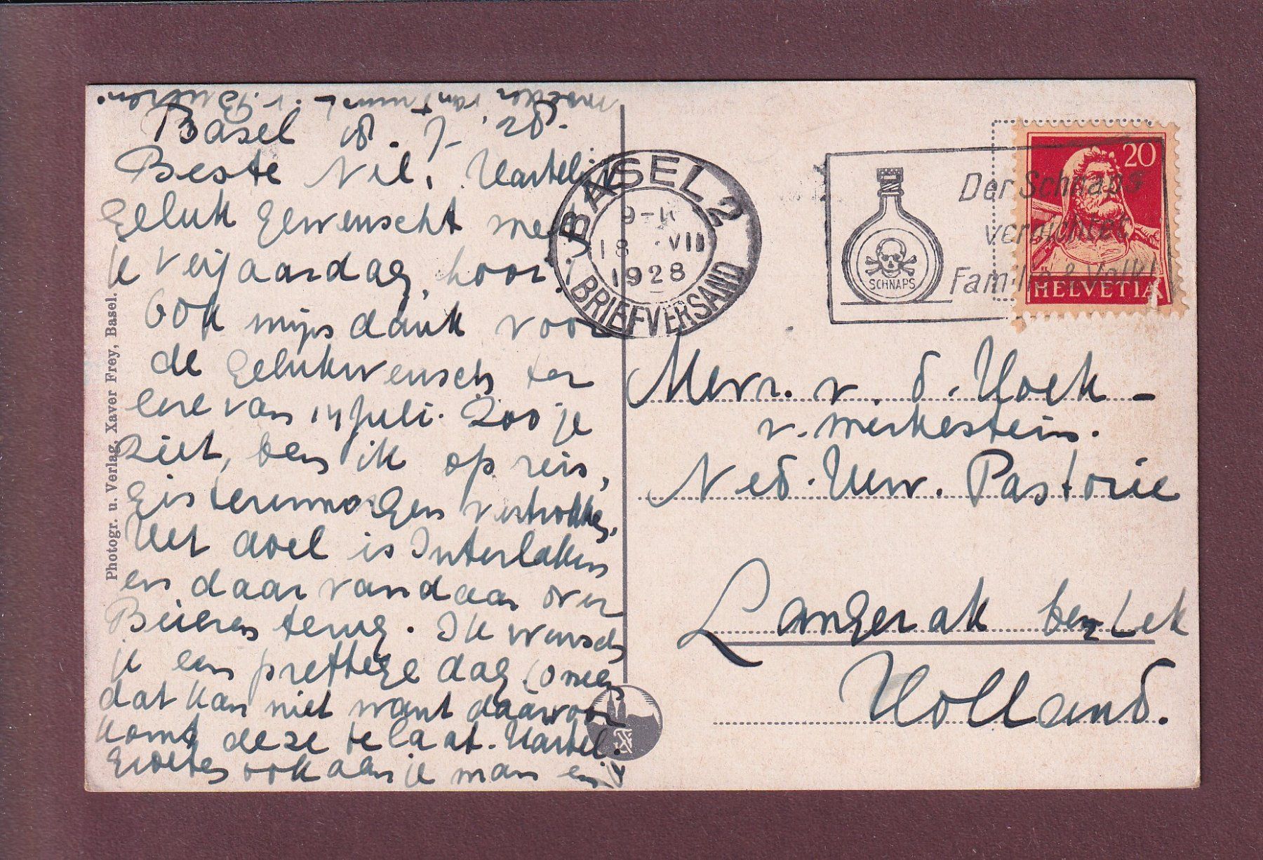 Cartes postales: BASEL - Bürgerspital - 1928 – D'occasion à Pully par nicecards 1