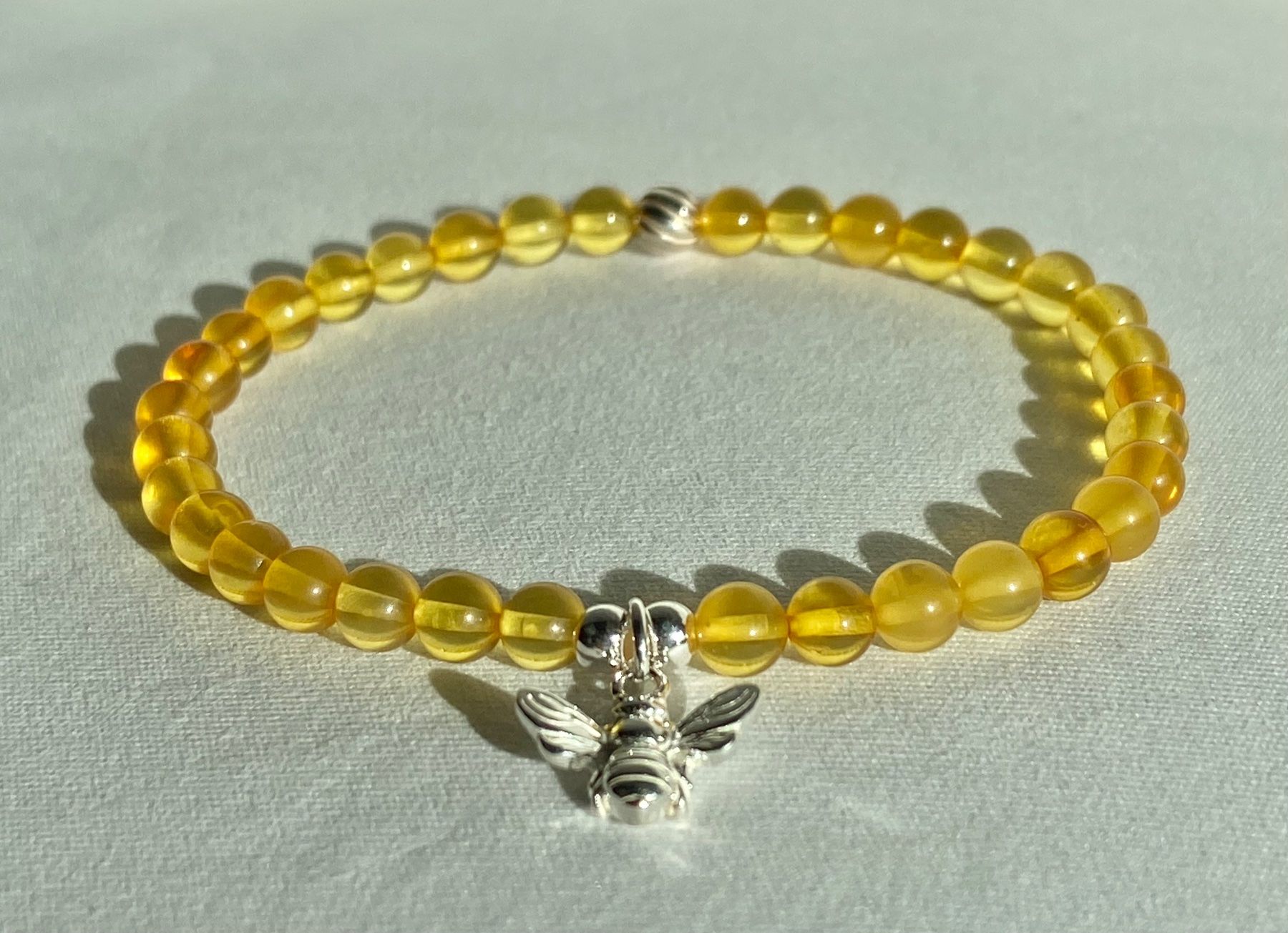 Armbänder & -reifen: Edelstein Armband Honig Bernstein mit Silber auf Mass – Neu und originalverpackt aus Zuzwil SG von Lemliskat 7