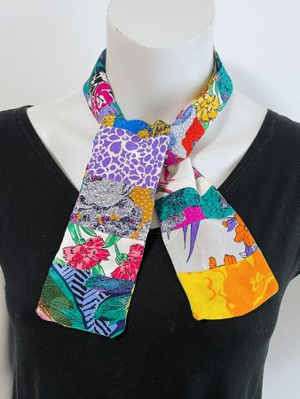 Twilly Halsschal Seide buntes Patchwork hand made Silvia-K