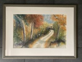 Gemälde  Aquarell  in Holzrahmen / Glas signiert M. Hofer