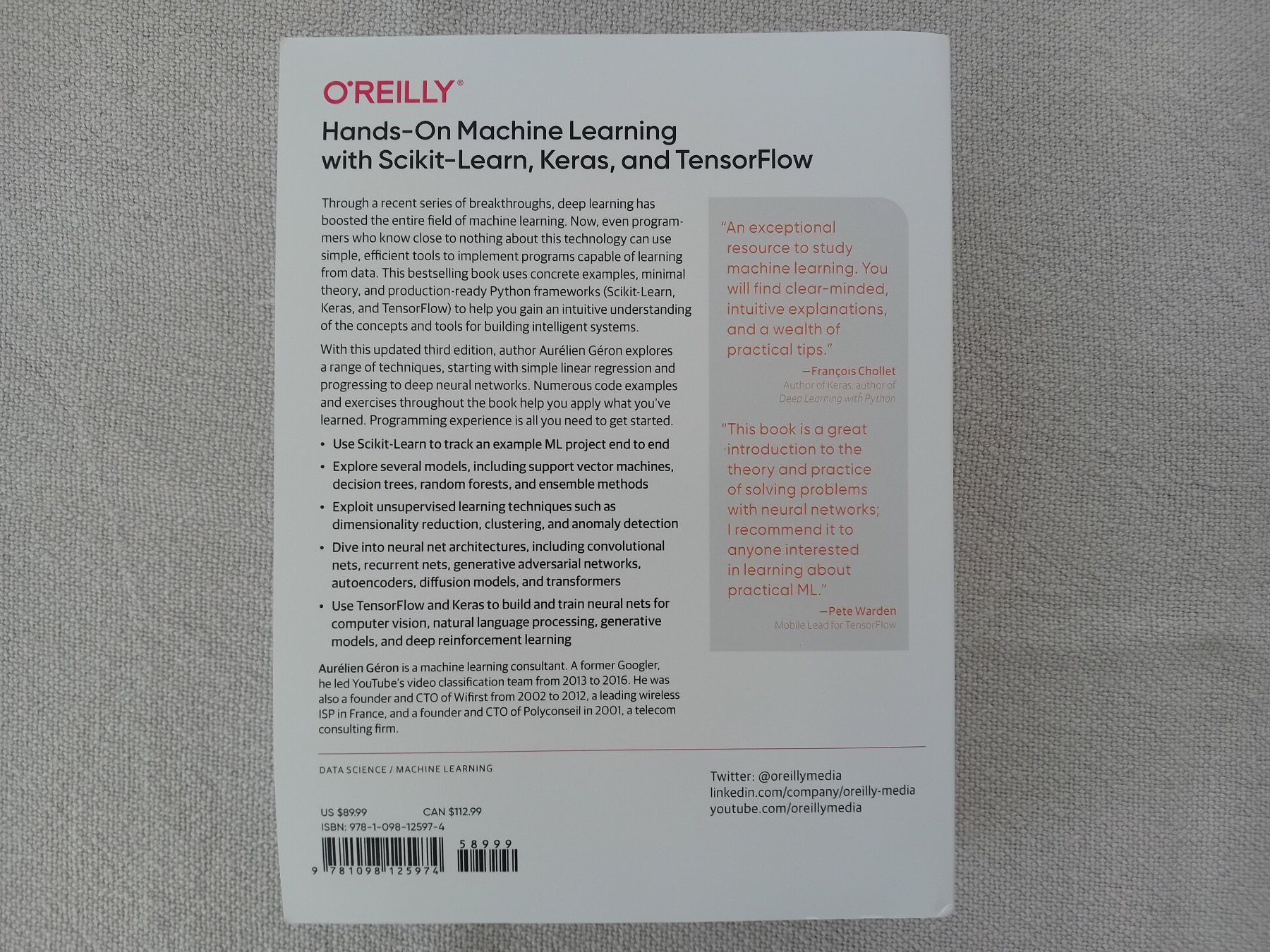 Bücher: Hands-On Machine Learning - Scikit-Learn, Keras & TensorFlow – Gebraucht aus Fribourg von Werkt 1
