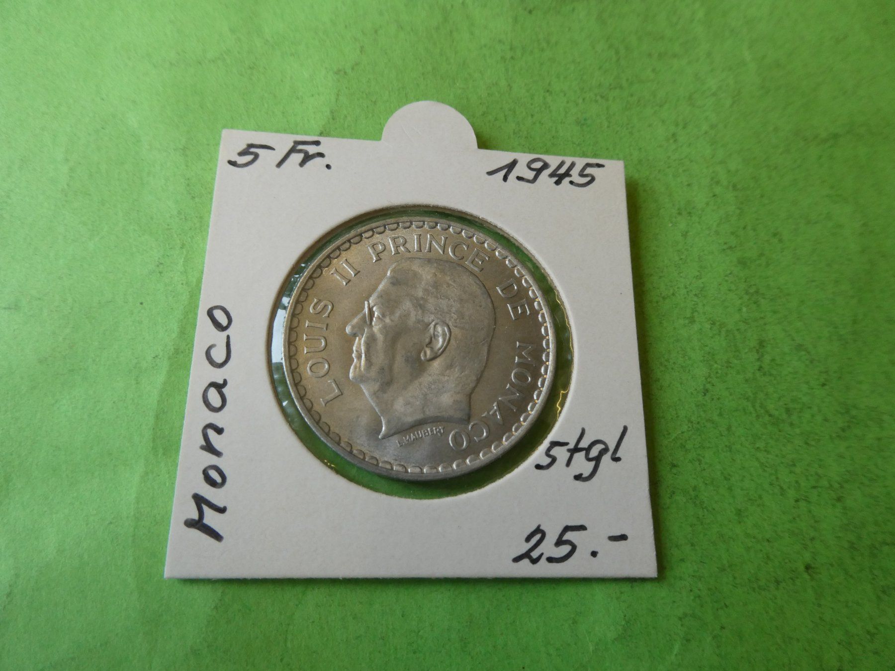Alle Münzen: Monaco 1945, 5 Francs   stgl. – Gebraucht aus Hinterforst von Rohusri