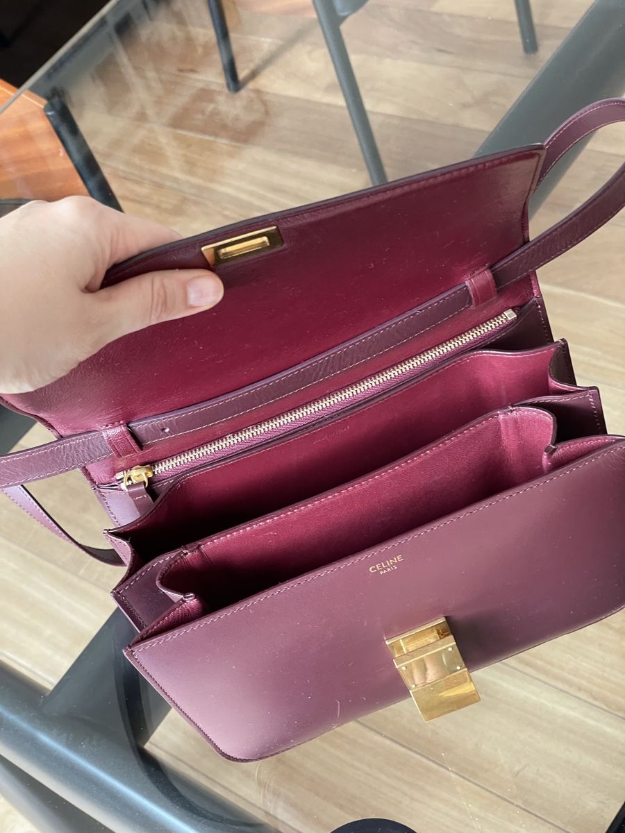 Celine Taschen für Damen: Celine Box Bag medium, Burgundy Color – Gebraucht aus Cologny von Jul_ez 1