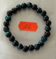 1 Stück  Edelstein Armband, blau-schwarz, elastisch.