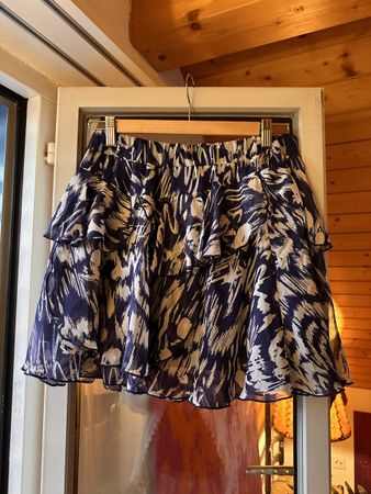 Zara Summer Skirt, Size M, Floral Print, Navy/Beige