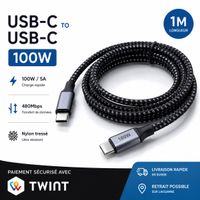 Câble USB-C → USB-C 100W / 5A – 1 m – Tressé Neuf