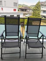 2 Gartenstühle Aluminium Textil schwarz gebraucht