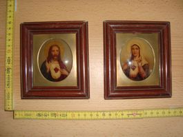 2 antike Hinterglasmalereien Religiös