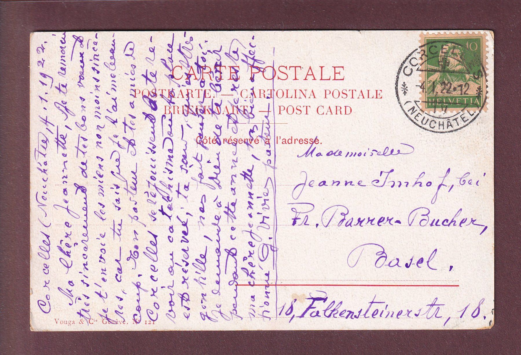 Ansichtskarten: EVOLENE - 1922 - Verset - Vouga – Gebraucht aus Pully von nicecards 1