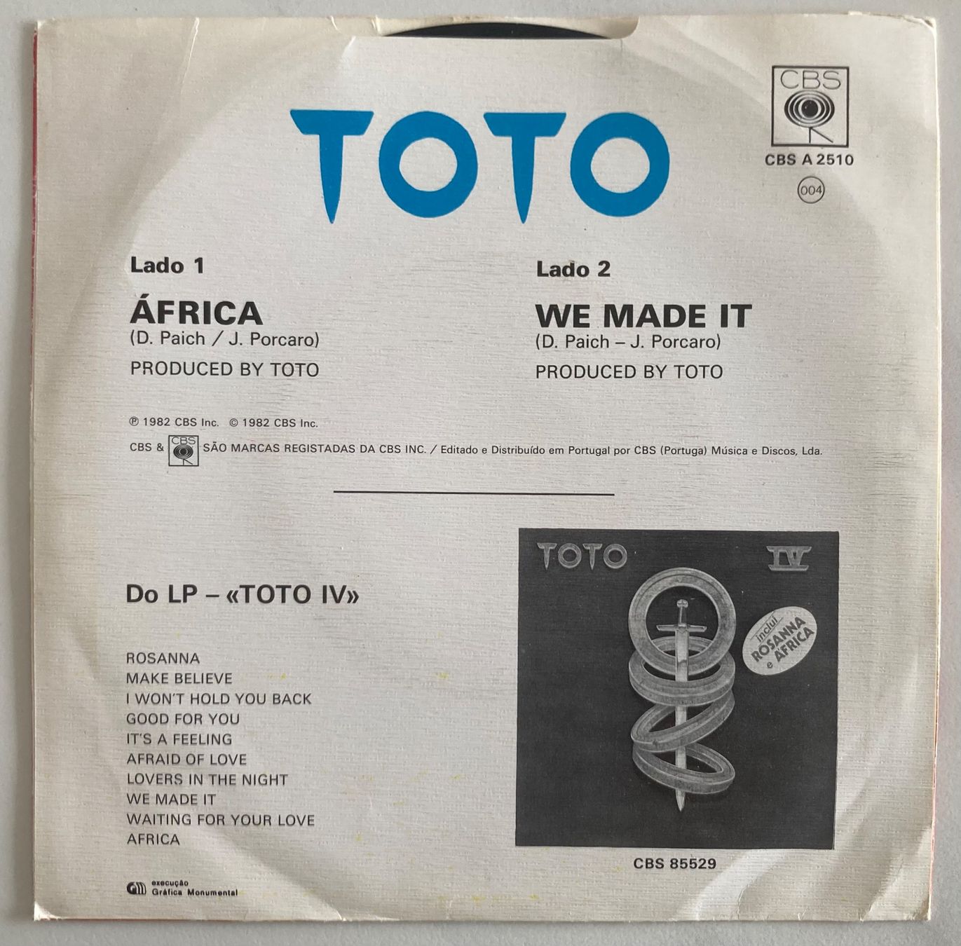 Dischi in vinile: TOTO - AFRICA – Usato da Poliez-Pittet venduto da Newtown-Records 1