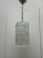 Vintage Eisglas Hängelampe 60s 70s Glas Messing Deckenlampe