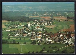 Bünzen /AG, Teilansicht mit Kirche, Fli