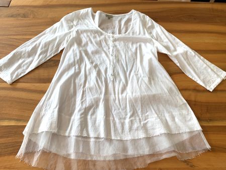 NILE edle weisse Longbluse Tunikakbluse Grösse S
